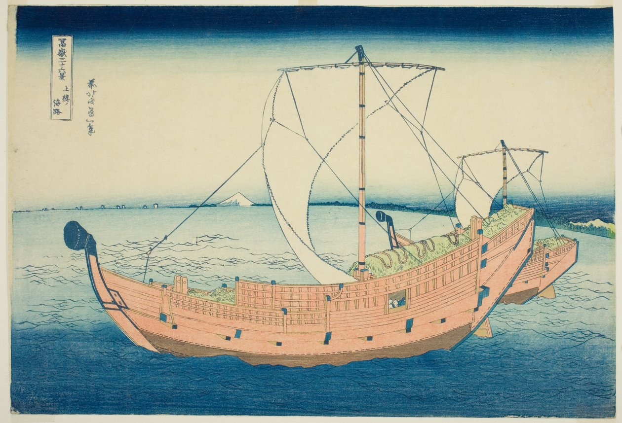 Sea Lane utenfor Kazusa-provinsen (Kazusa no kairo), fra serien "Thirty-Six Views of Mount Fuji (Fugaku sanjurokkei)" av Katsushika Hokusai