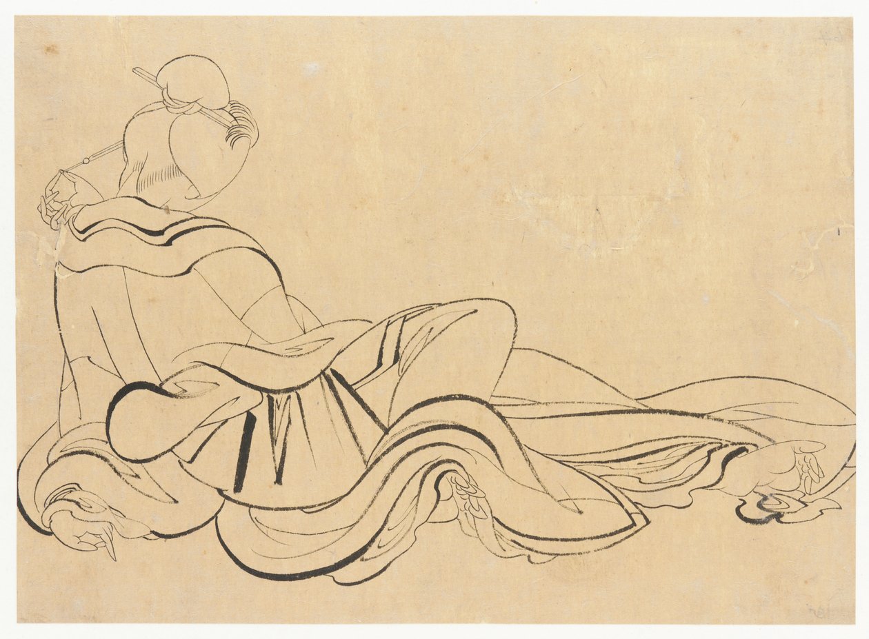 Sittende kvinne som klør seg i hodet, sent på 1700-tallet - begynnelsen av 1800-tallet. av Katsushika Hokusai