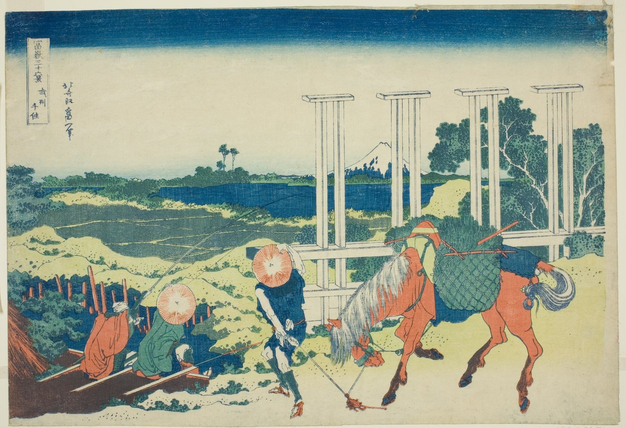 Bushu Senju, fra serien "Tirty x Wies of Fuji" av Katsushika Hokusai
