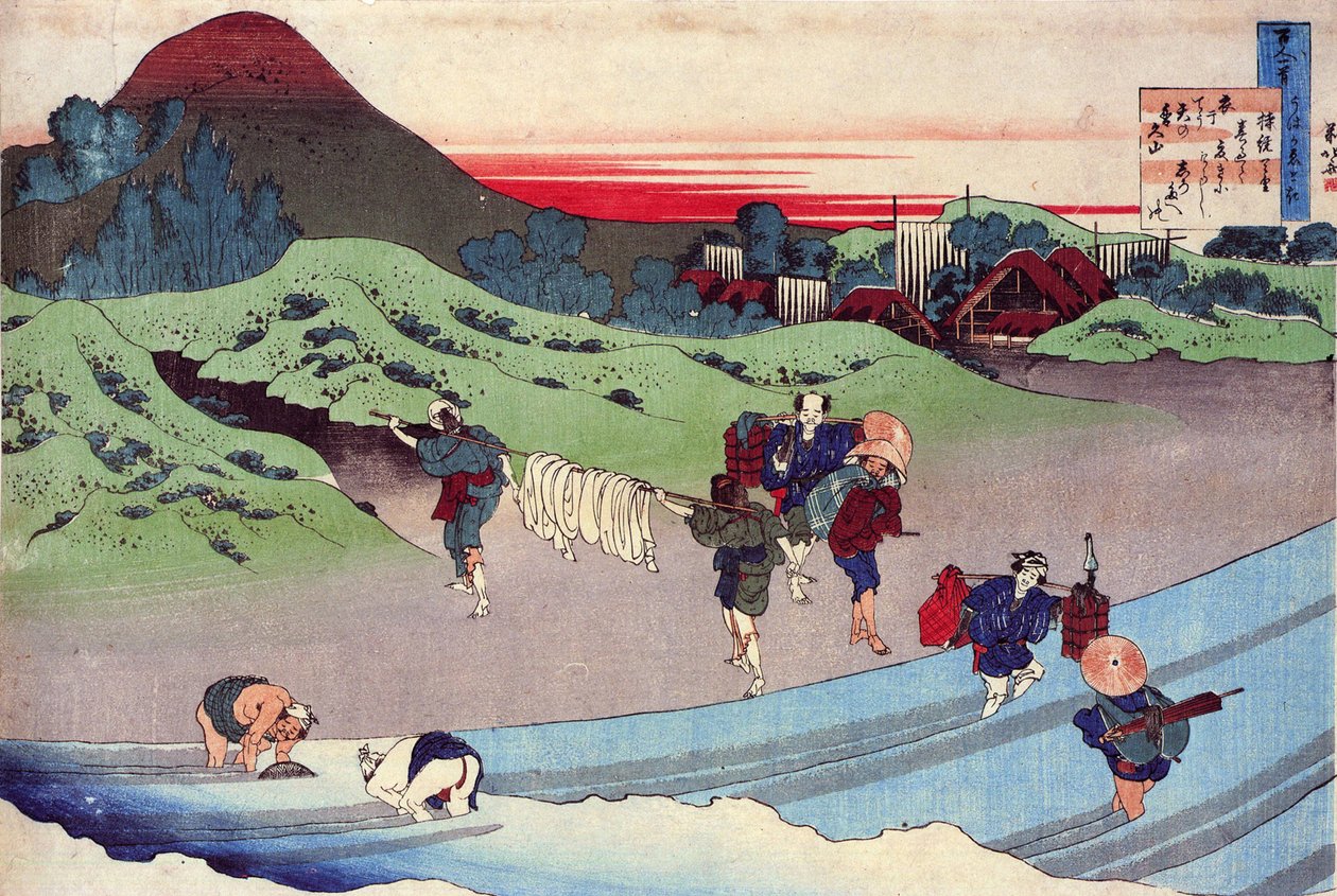 ""Serie med hundre dikt av hundre poeter: ""Jito Tenno"" Trykk av Katsushika Hokusai (1760-1849) (ukiyo-e skole) ca. 1830 State Hermitage Saint Petersburg Russland av Katsushika Hokusai
