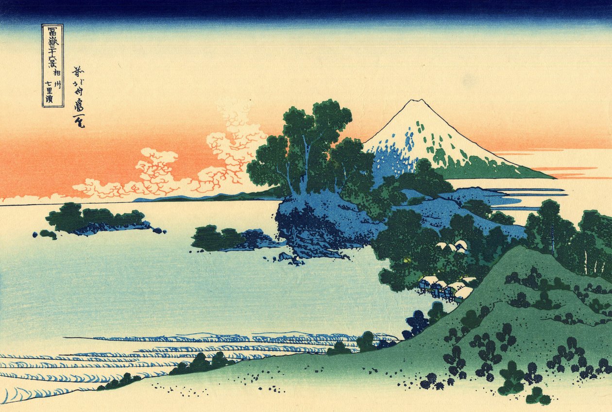 Shichiri-stranden i Sagami-provinsen, ca. 1830 (treblokktrykk) av Katsushika Hokusai