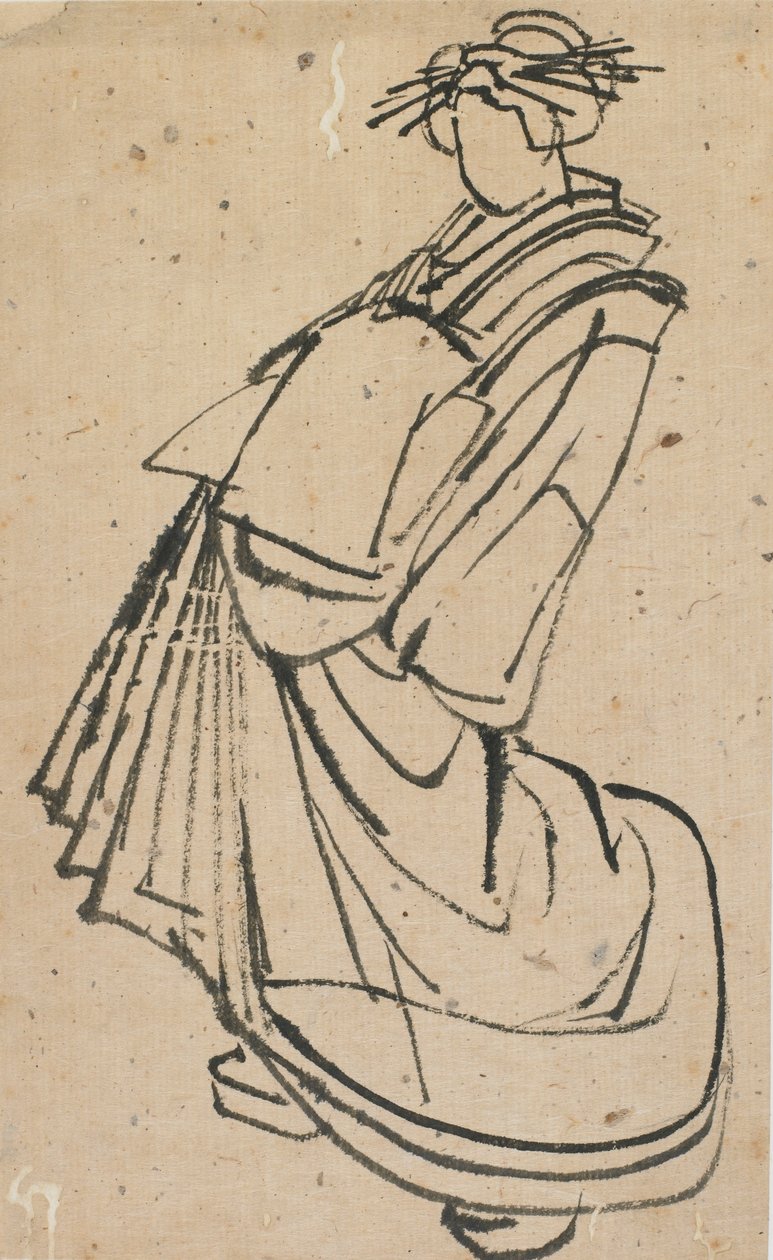 Skisse av en kurtisane, slutten av 1700-begynnelsen av 1800-tallet. av Katsushika Hokusai