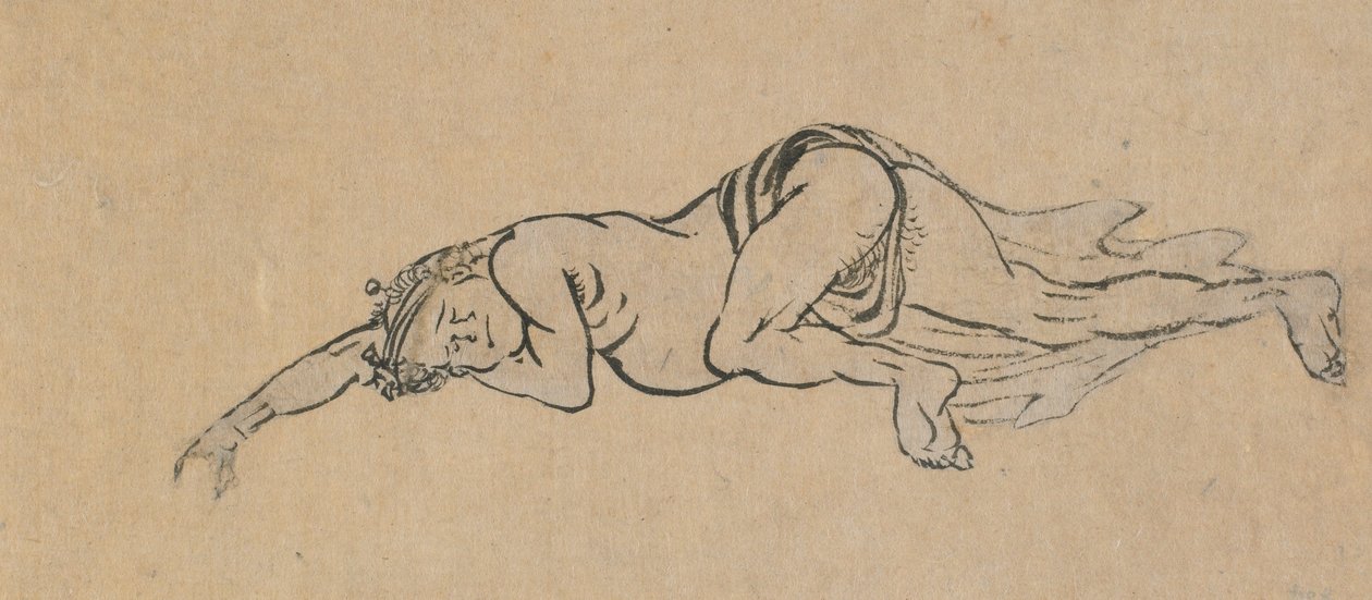 Sleeping Man, sent på 1700-tallet - begynnelsen av 1800-tallet. av Katsushika Hokusai