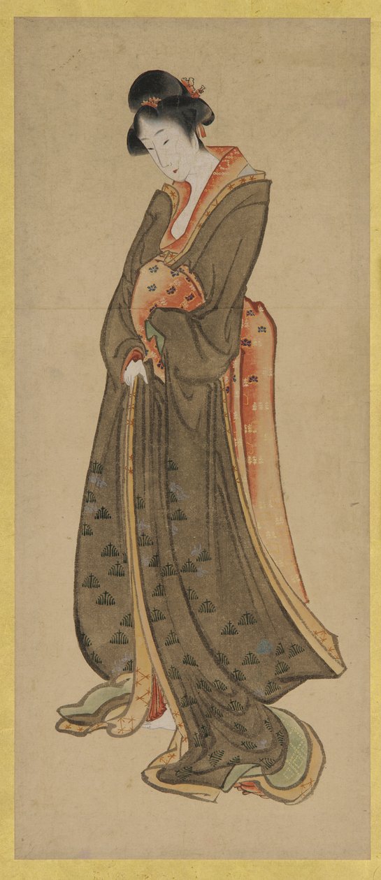 Stående figur av en høy jente, sent på 1700-tallet - begynnelsen av 1800-tallet. av Katsushika Hokusai