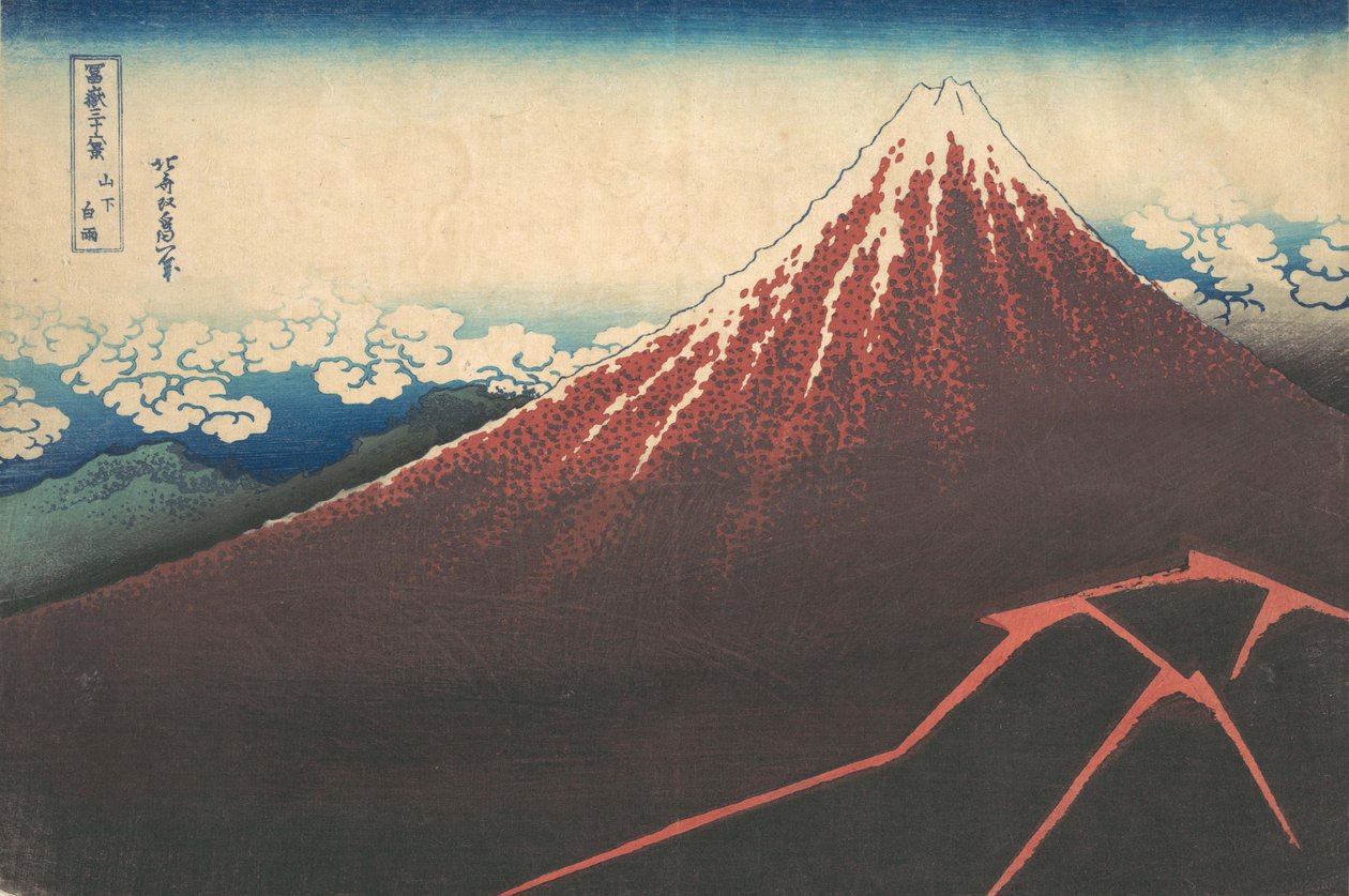 Storm under Fuji Sanka no haku u, fra serien Thirty-six Views of Mount..., ca. 1830-32. av Katsushika Hokusai
