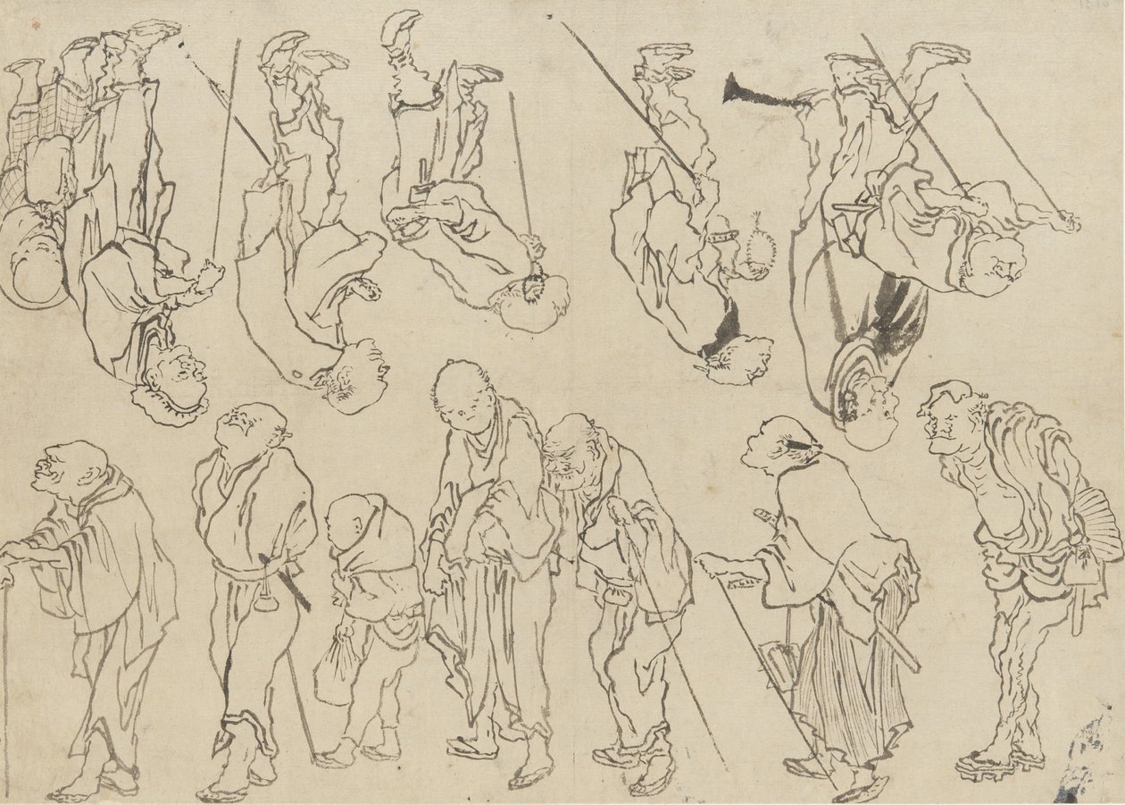 Studier av lamme pilegrimer, Edo-perioden (blekk på papir) av Katsushika Hokusai