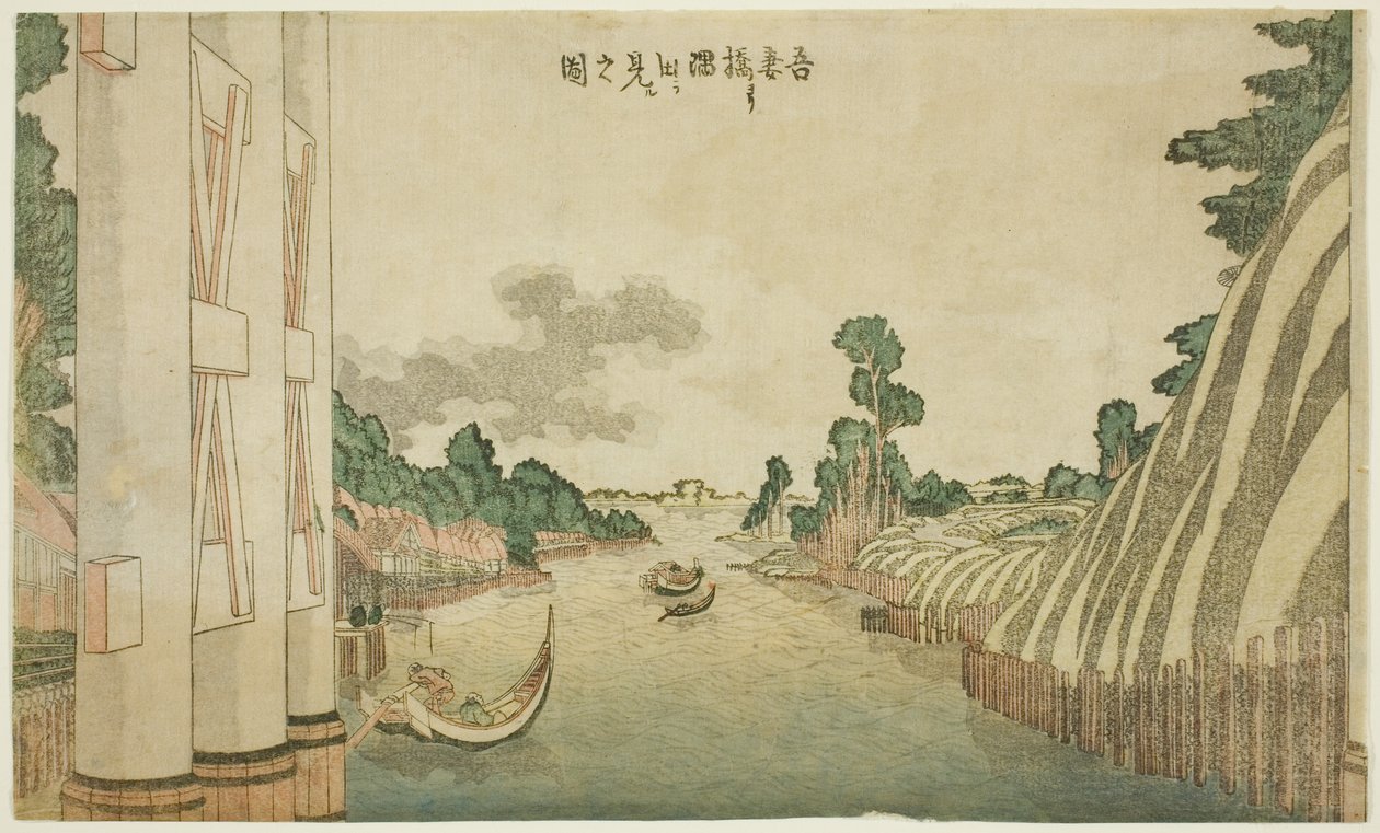 Sumida-elven sett fra Azuma-broen (Azumabashi yori Sumida wo miru no zu), fra en gruppe landskap i vestlig stil av Katsushika Hokusai