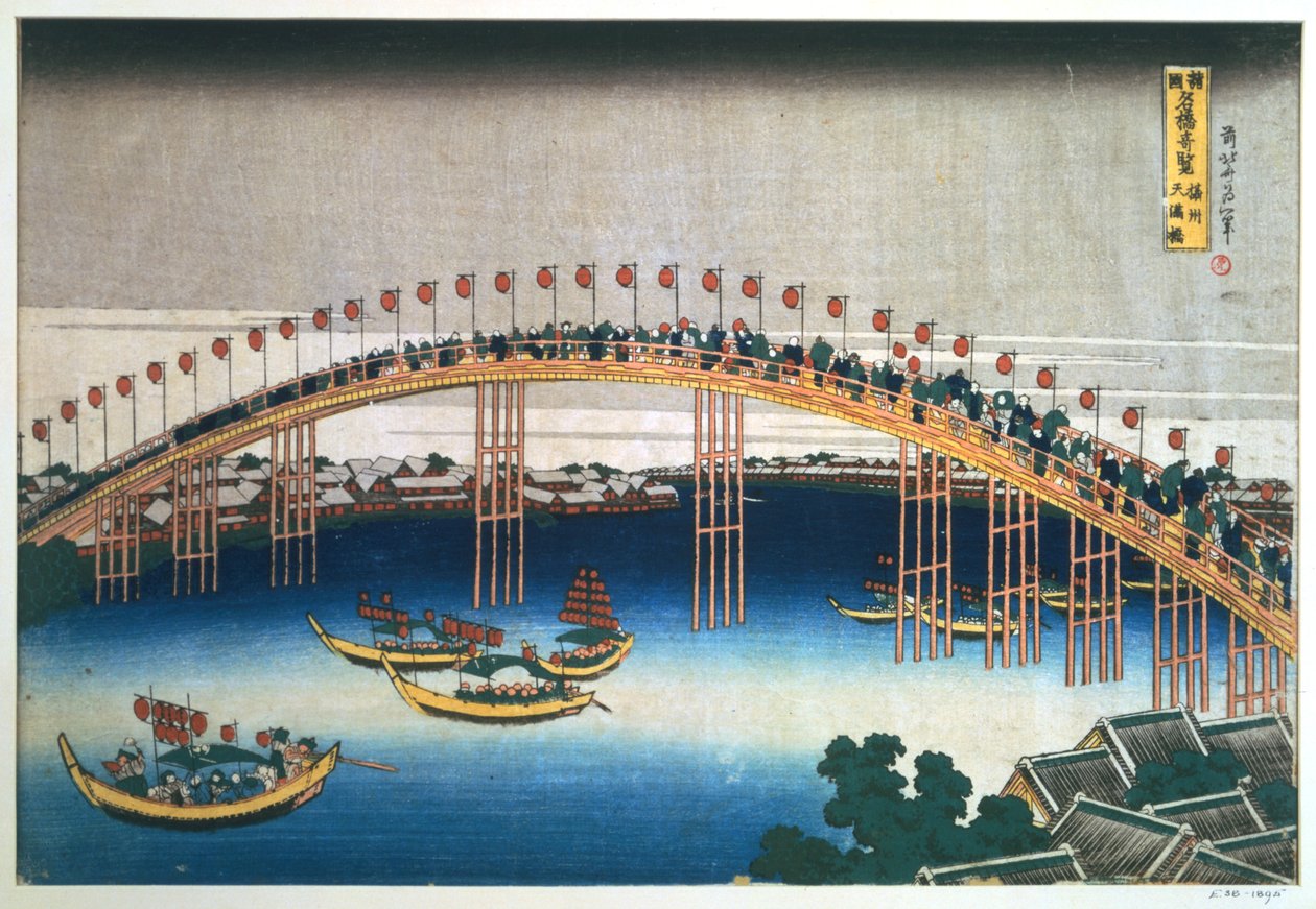 Temma-broen, Osaka, Japan, 1830 av Katsushika Hokusai
