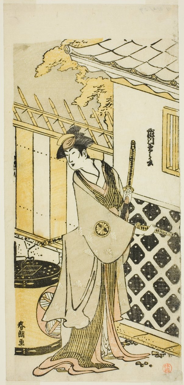 Skuespilleren Segawa Kikunojo III som en kvinne i en samurai-familie av Katsushika Hokusai