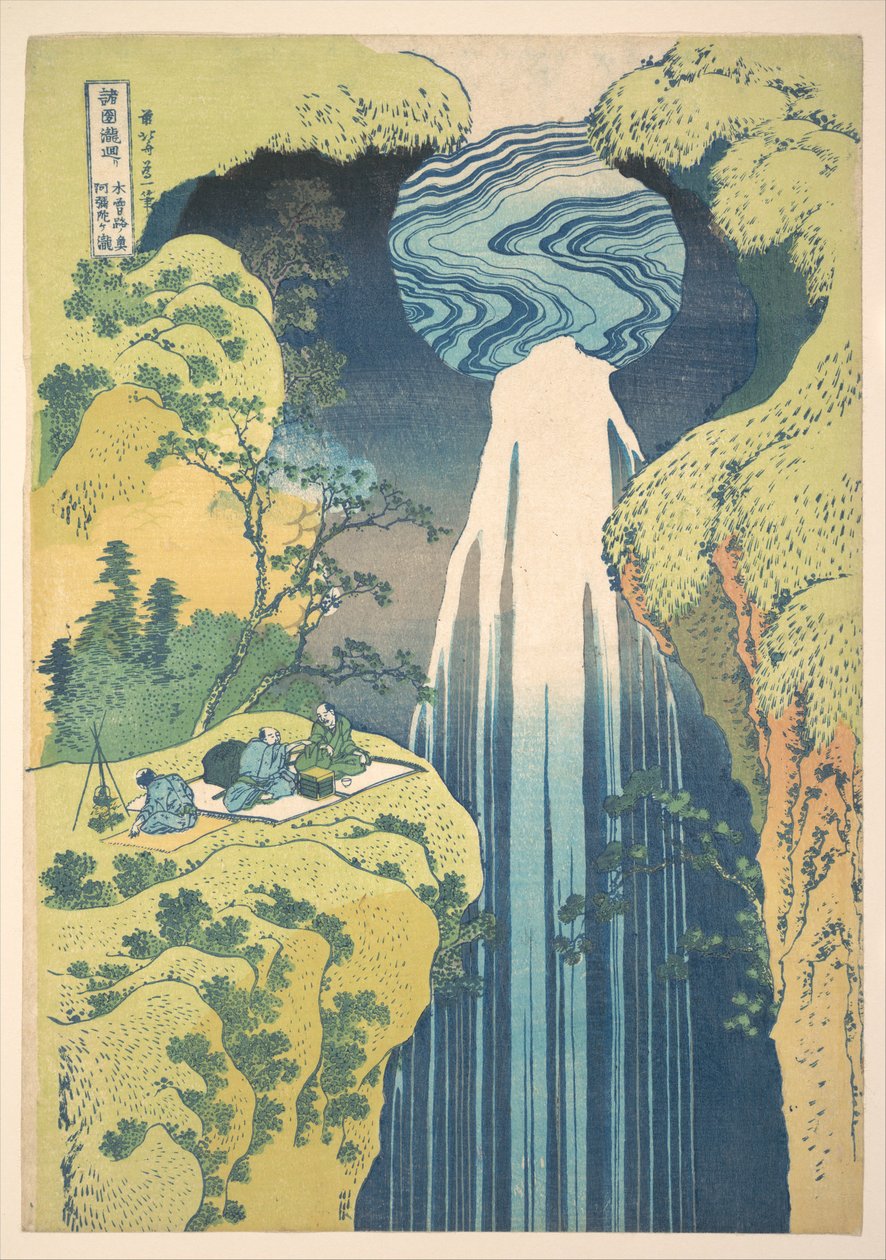 Amida-fossen i de ytterste delene av Kisokaidō-veien (Kisoji no oku Amida-ga-taki), fra serien «En rundreise til fossefall i ulike provinser» (Shokoku taki meguri) av Katsushika Hokusai
