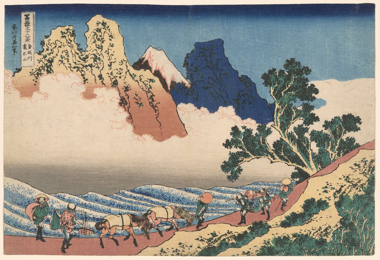 Baksiden av Fuji-fjellet sett fra Minobu-elven (Minobugawa Urafuji), fra serien Thirty-Six Views of Mount Fuji (Fugaku sanjūrokkei) av Katsushika Hokusai