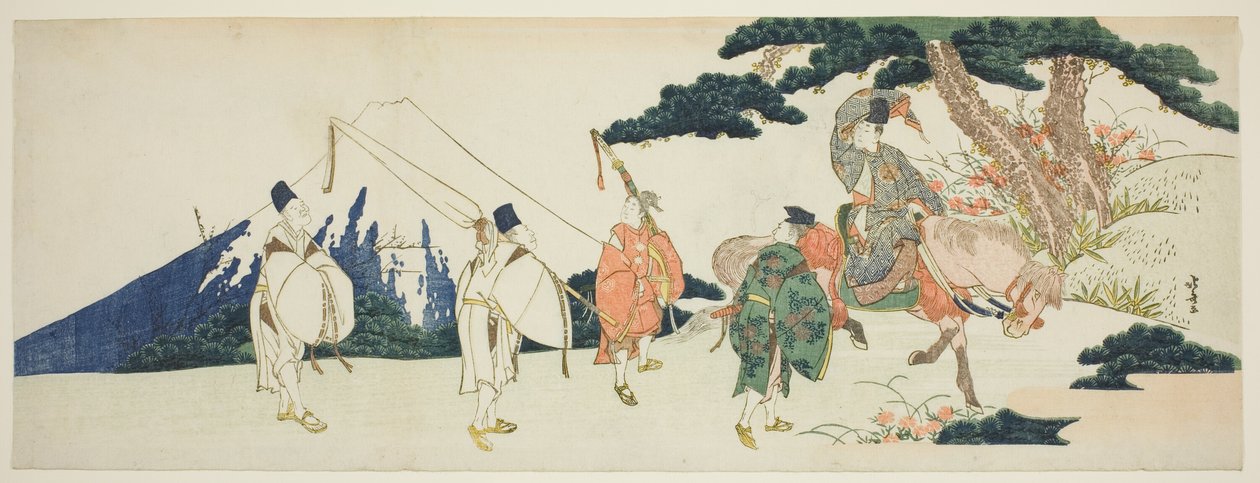 Den østlige reisen til den berømte poeten Ariwara og Narihira av Katsushika Hokusai