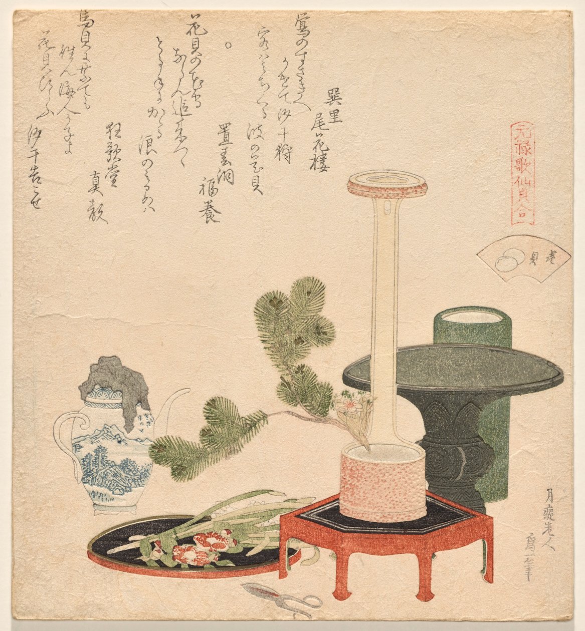 The Flower Shells, fra serien Genroku Poem-Shell Matching Game av Katsushika Hokusai