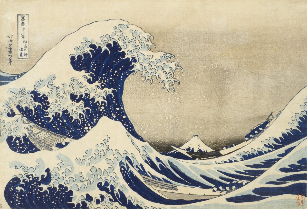 Den store bølgen utenfor Kanagawa, ca. 1830 (treblokktrykk) av Katsushika Hokusai