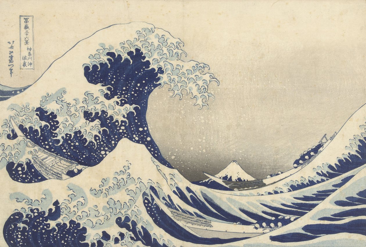 Den store bølgen utenfor Kanagawa, ca. 1830 (treblokktrykk) av Katsushika Hokusai