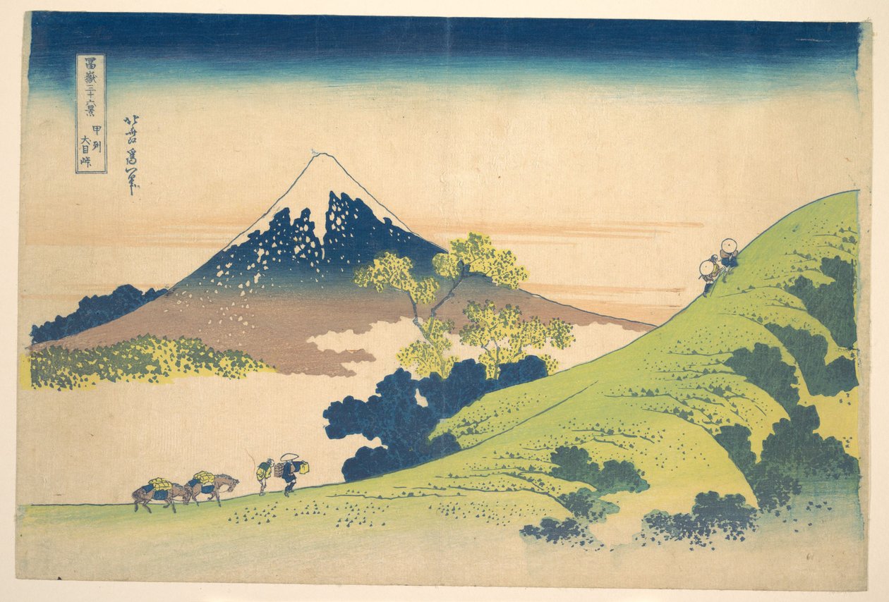 Inume-passet i Kai-provinsen (Kōshū Inume tōge), fra serien «De tretti-seks utsiktene over Fuji-fjellet» (Fugaku sanjūrokkei) av Katsushika Hokusai