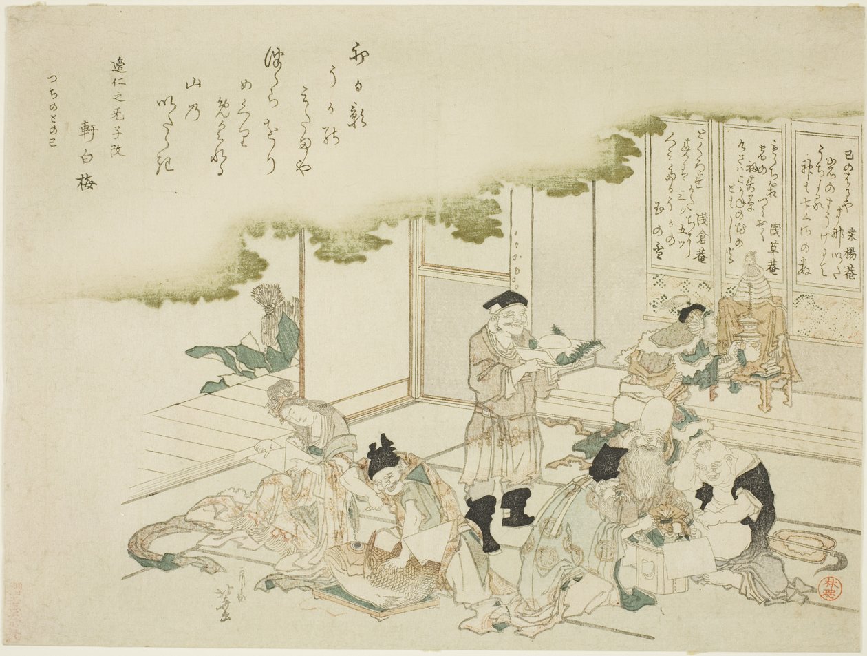 De syv lykkegudene av Katsushika Hokusai
