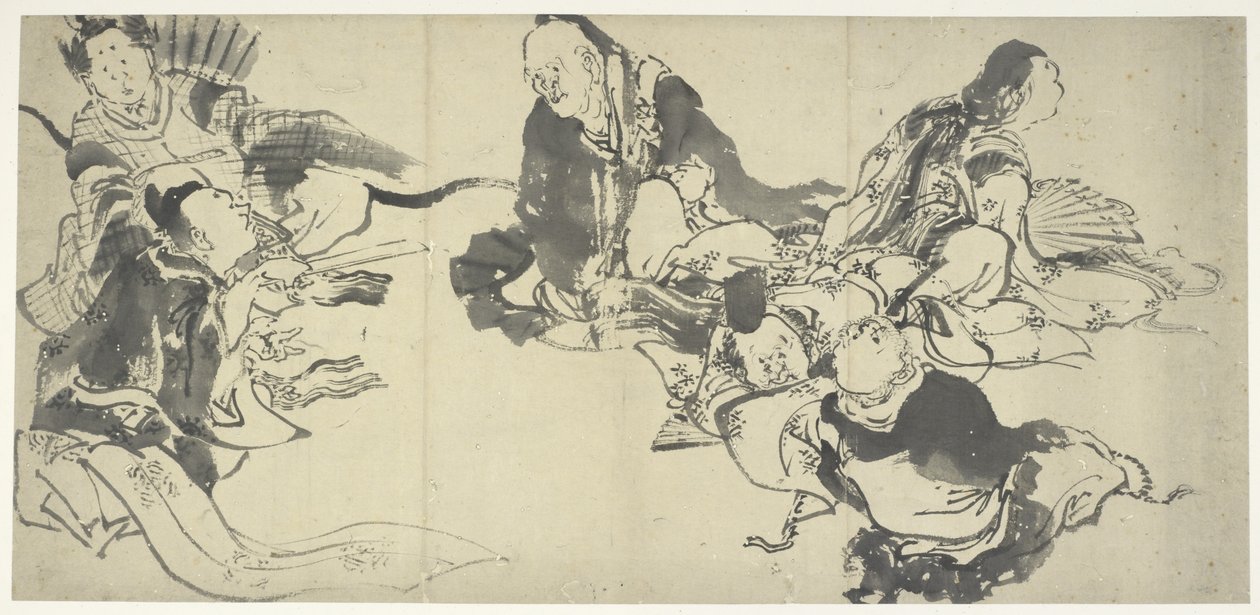 De seks mesterpoetene, Edo-perioden (blekk på papir) av Katsushika Hokusai