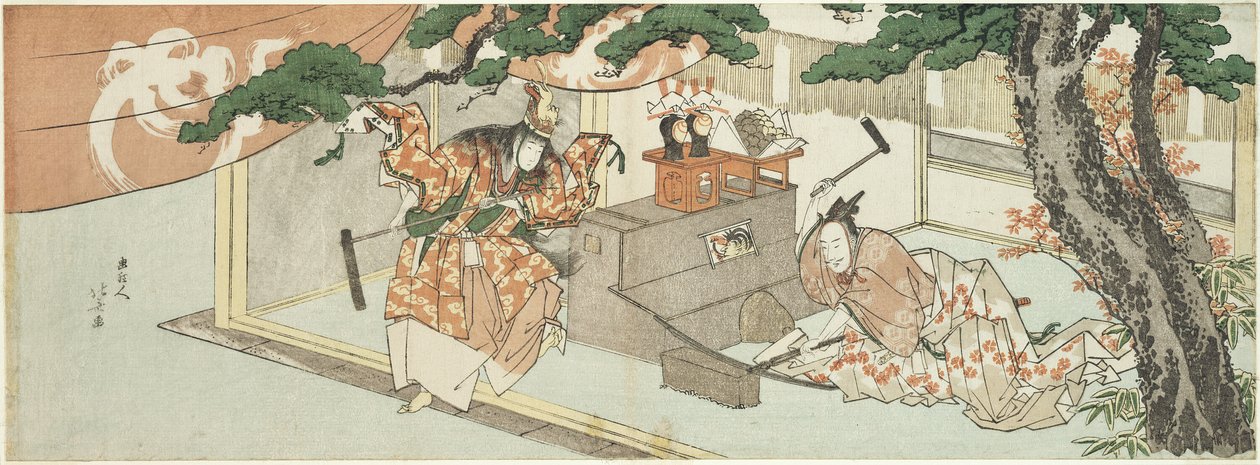 Sverdsmeden Munechika og guden til Inari av Katsushika Hokusai