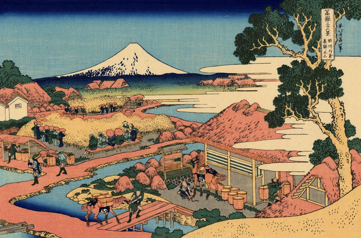 Teplantasjen i Katakura i Suruga-provinsen, ca. 1830 (treblokktrykk) av Katsushika Hokusai