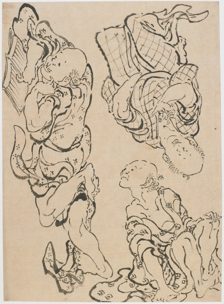 Tre figurer, sent på 1700-tallet - begynnelsen av 1800-tallet. av Katsushika Hokusai