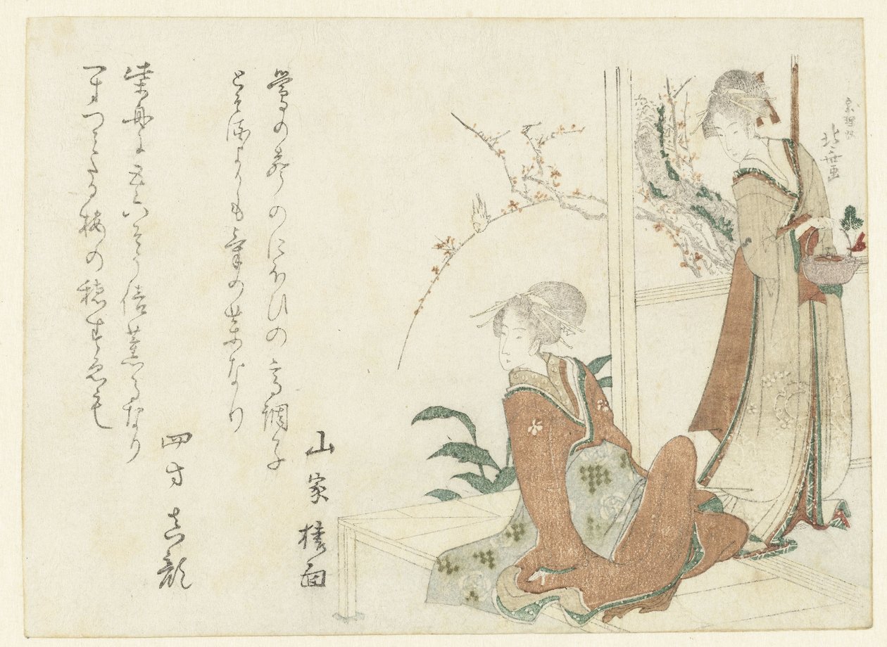 To kvinner på verandaen av Katsushika Hokusai