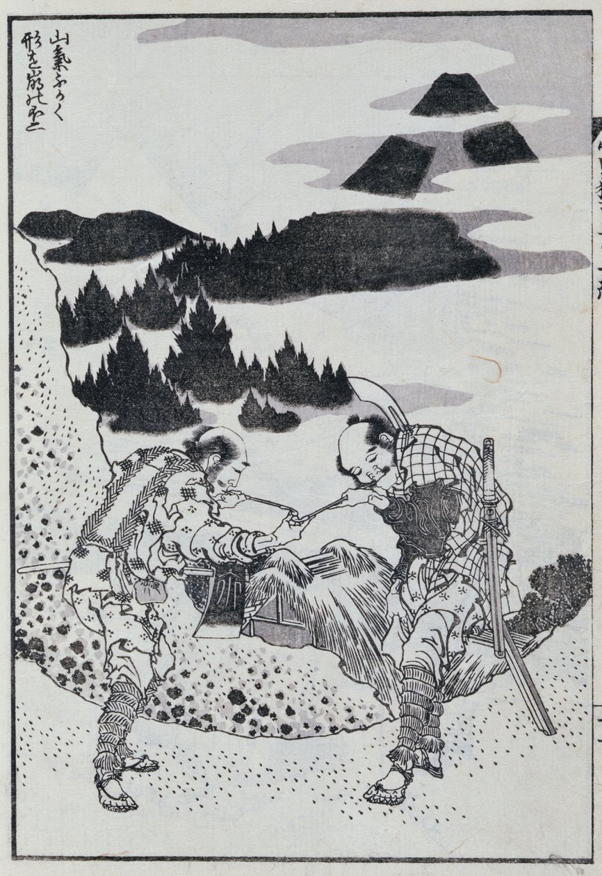 To menn, fra en Manga (farget treblokktrykk) av Katsushika Hokusai