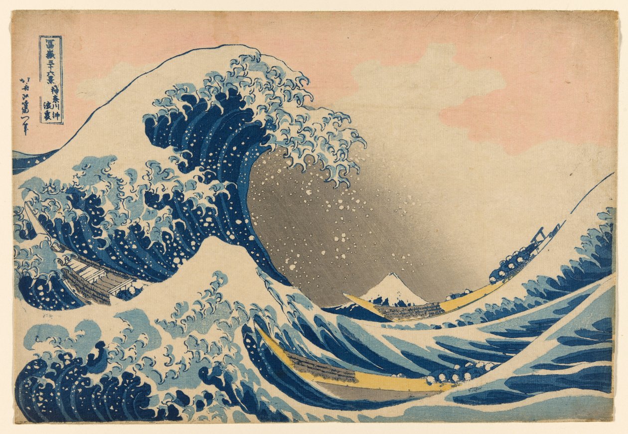 Under the Wave off Kanagawa (Kanagawa oki nami ura), også kjent som The Great Wave, fra serien "Thirty-Six Views of Mount Fuji (Fugaku sanjurokkei)" av Katsushika Hokusai