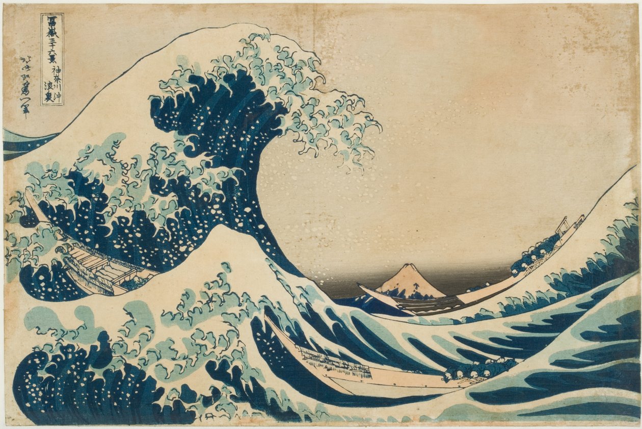Under the Wave off Kanagawa (treblokktrykk) av Katsushika Hokusai