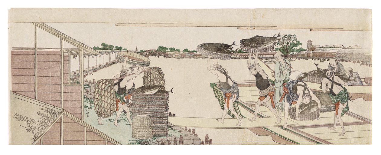Lossing av bonito til markedet av Katsushika Hokusai