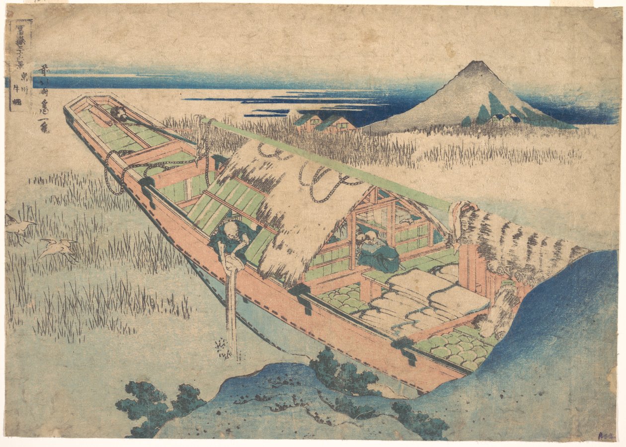 Ushibori i Hitachi-provinsen (Jōshū Ushibori), fra serien «De tretti-seks utsiktene over Fuji-fjellet» (Fugaku sanjūrokkei) av Katsushika Hokusai
