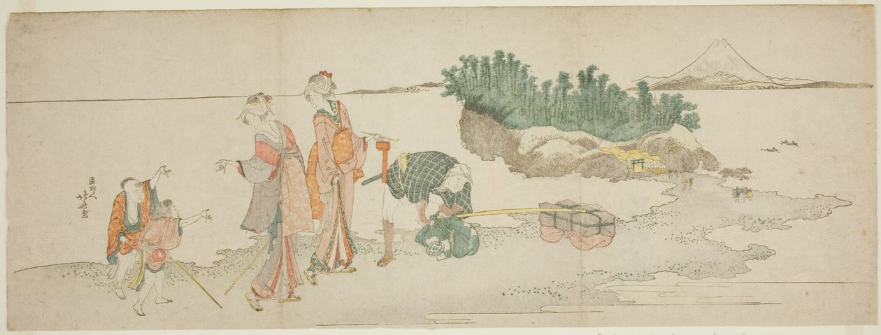 Besøkende til Enoshima av Katsushika Hokusai
