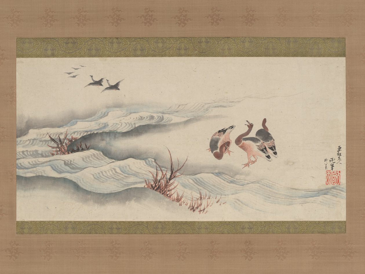 Vilde gjess og vann av Katsushika Hokusai