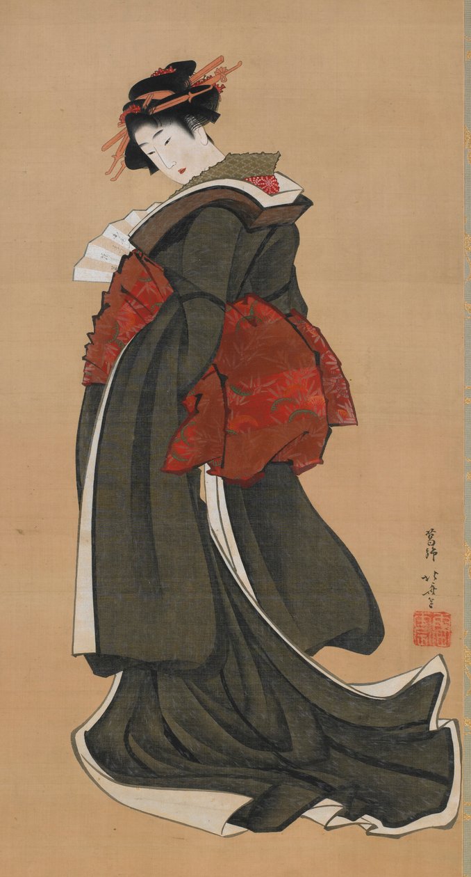 Kvinne som holder en vifte, Edo-periode, ca. 1810-1811. av Katsushika Hokusai
