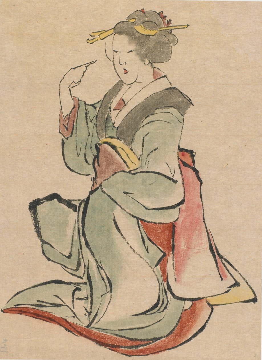 Kvinne vendt mot høyre, vinkende, sent på 1700-tallet - begynnelsen av 1800-tallet. av Katsushika Hokusai