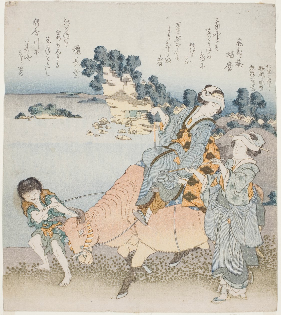 Kvinne som rir på en okse av Katsushika Hokusai