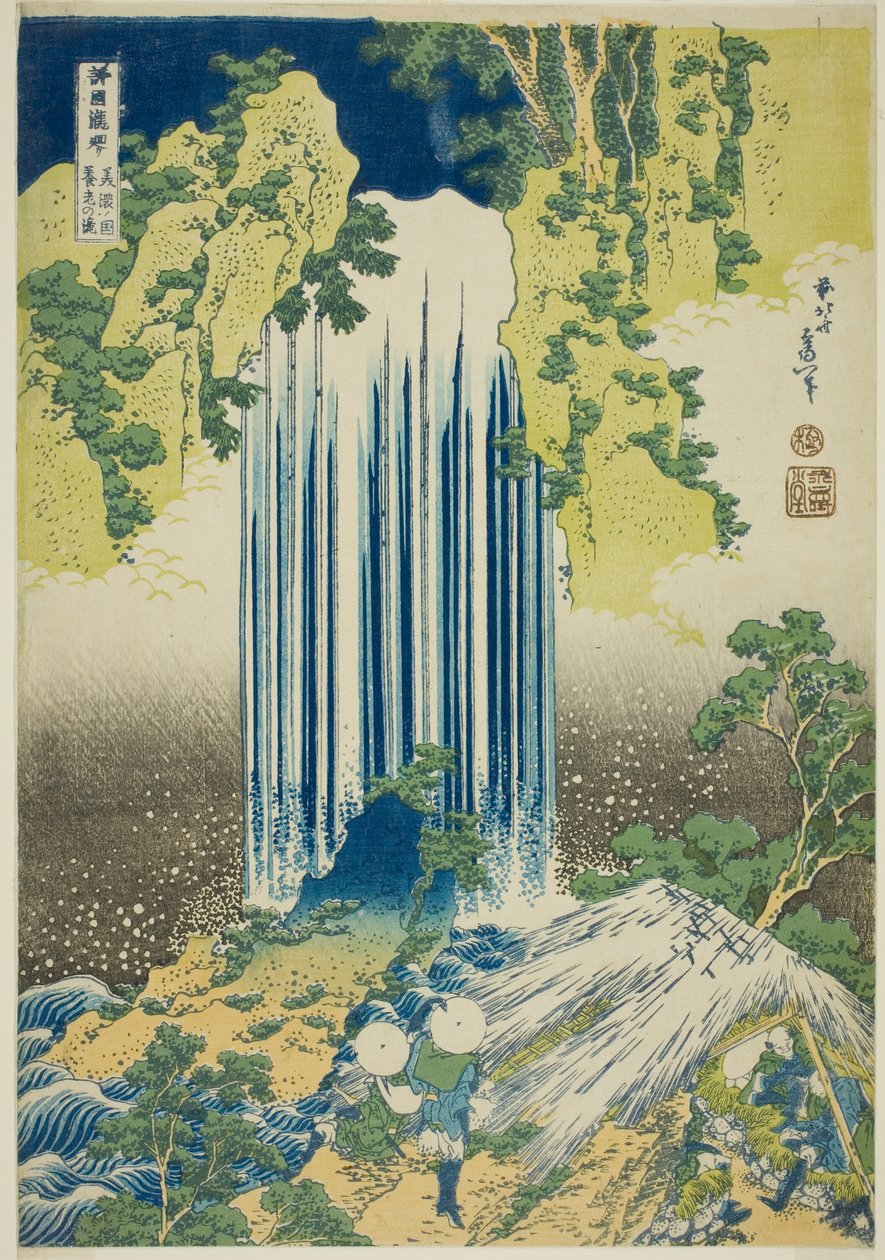 Yoro Falls in Mino Province (Mino no Yoro no taki), from the series "A Tour of Waterfalls in Various Provinces (Shokoku taki meguri)" av Katsushika Hokusai
