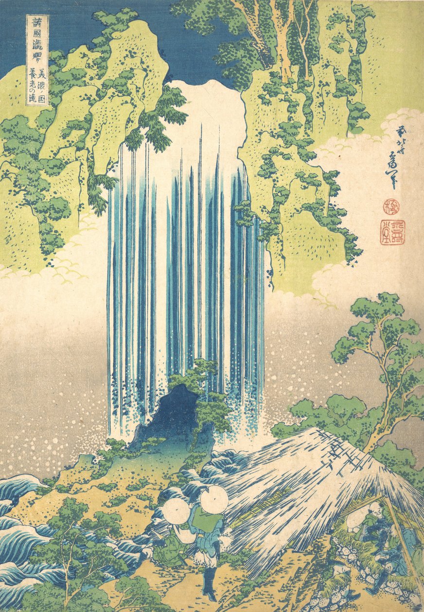 Yoro-fossen i Mino-provinsen Mino no Yoro no taki, fra serien A Tour of Wate..., ca. 1832. av Katsushika Hokusai