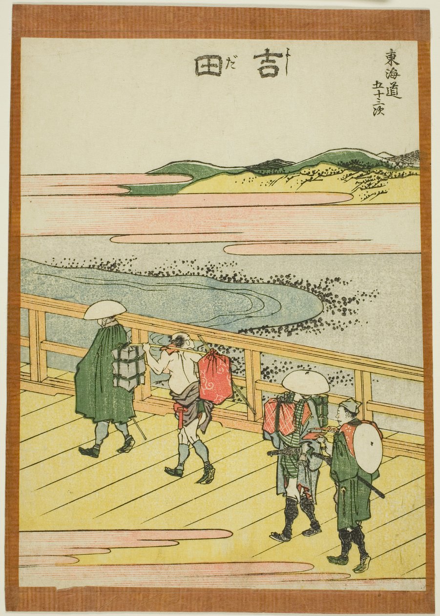 Yoshida, fra serien "Fifty-three Stations of the Tokaido (Tokaido gojusan tsugi)" av Katsushika Hokusai
