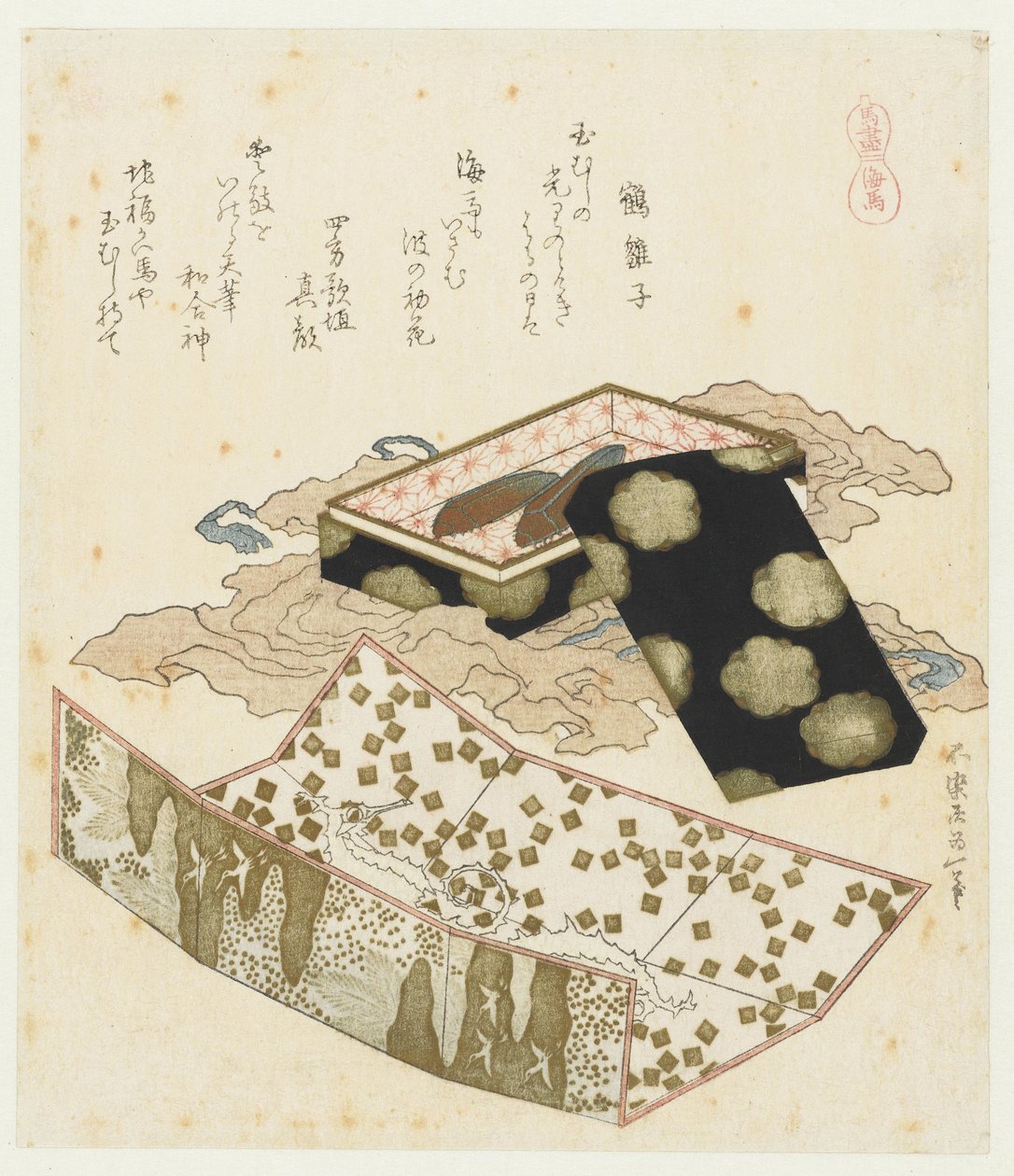 sjøhester Kaiba (tittel på objekt) En serie med hester (serietittel) Umazukushi (serietittel på objekt) av Katsushika Hokusai