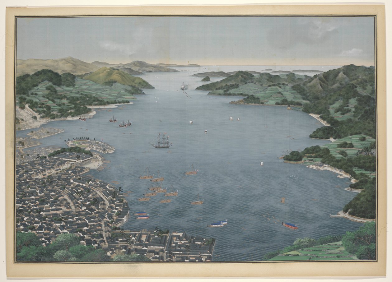 Nagasaki Nagasaki-bukta av Kawahara Keiga (workshop of)