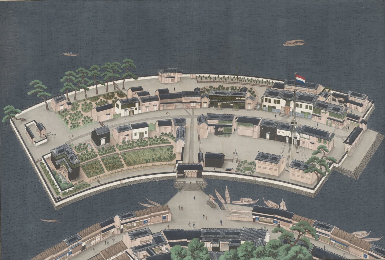 Øya Deshima, ca. 1833-46 av Kawahara Keiga