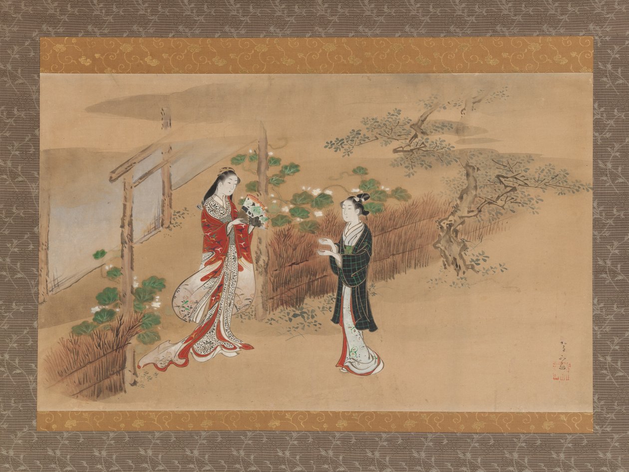Evening Faces Yugao-kapittel fra The Tale of Genji Genji monogatari, 1700-tallet. av Kawamata Tsunemasa