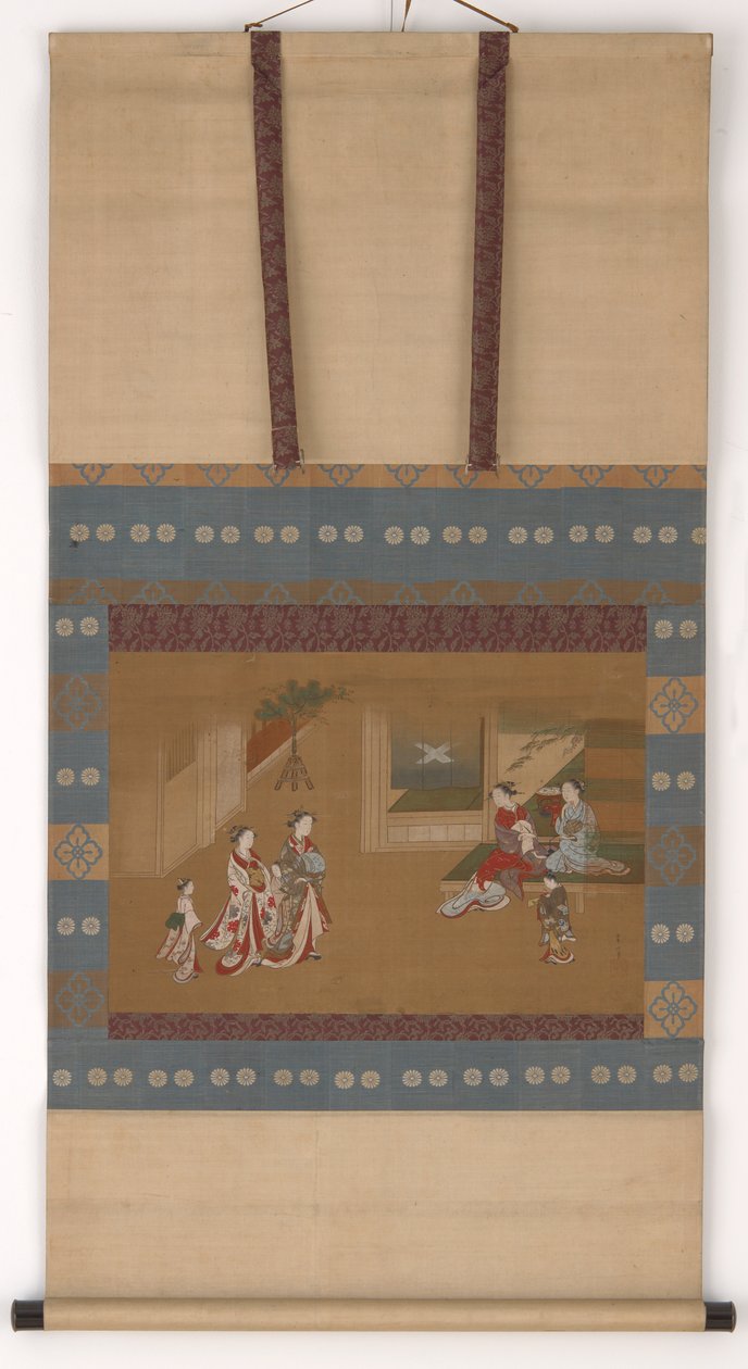 To yujo gjør et nyttår påkaller to andre, 1700-tallet. av Kawamata Tsunemasa