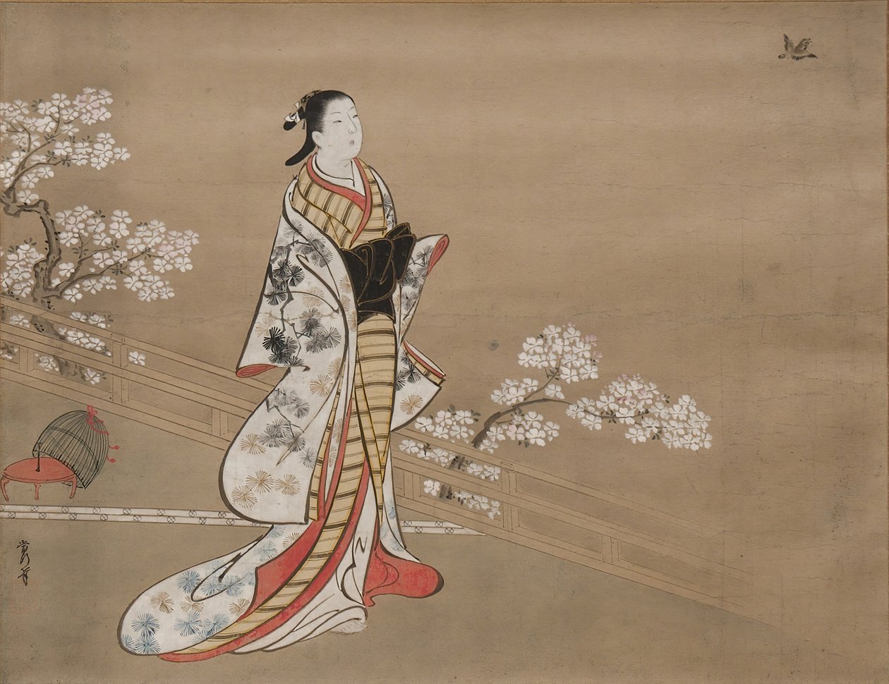 Parodi på Murasaki, fra Lavender Wakamurasaki, kapittel 5 av Tale of Genji, 1700-tallet. av Kawamata Tsuneyuki