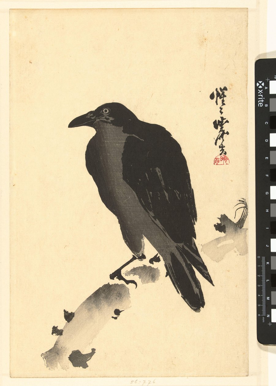 Kråke på en trestamme av Kawanabe Kyosai