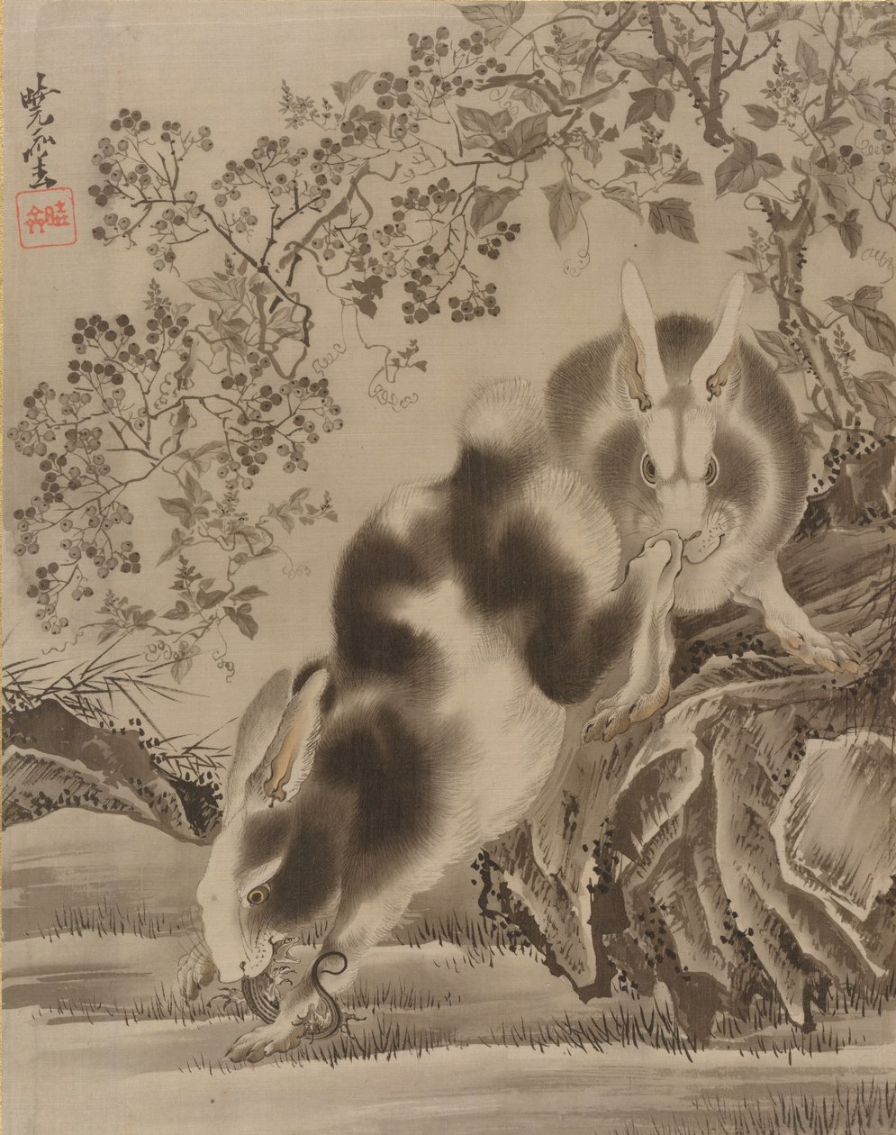 Kaniner, ca. 1887. av Kawanabe Kyosai