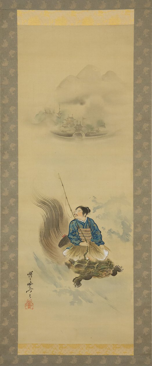 Urashima Taro Riding on a Tortoise, etter 1888. av Kawanabe Kyosai