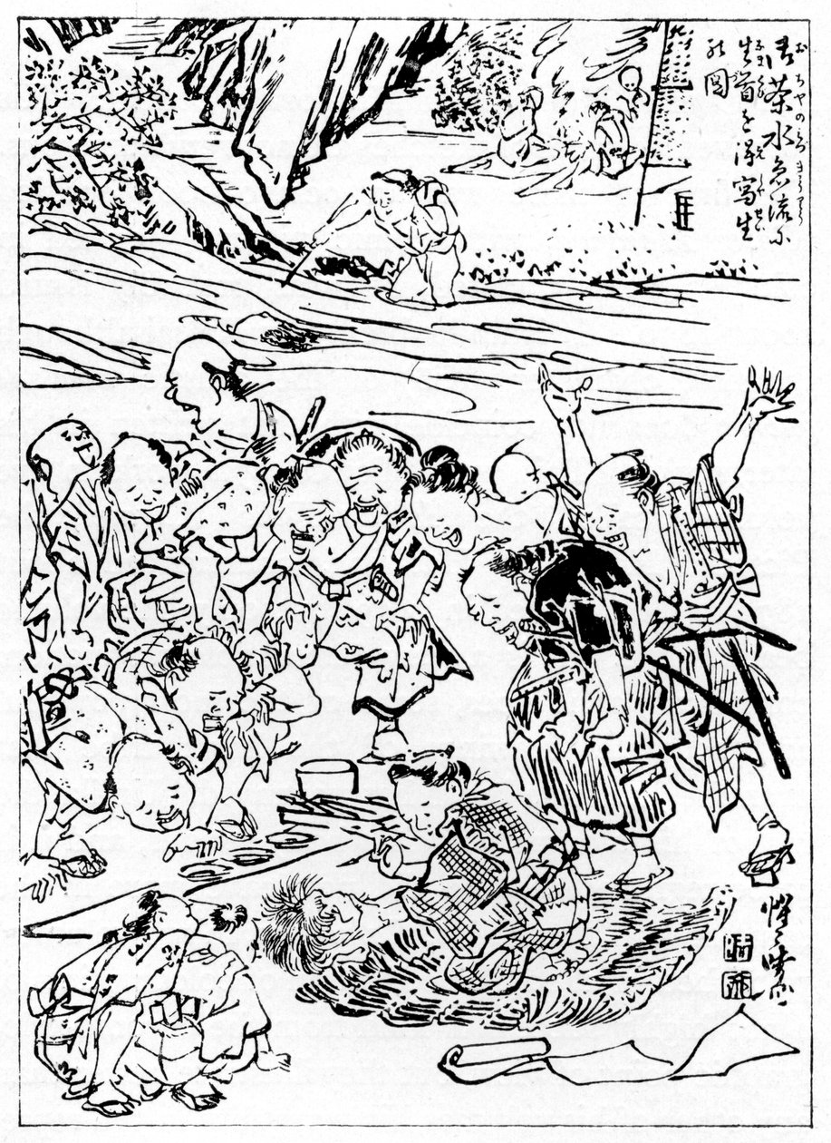 Ung Kyôsai skisserer det avkuttede hodet, 1898. av Kawanabe Kyosai