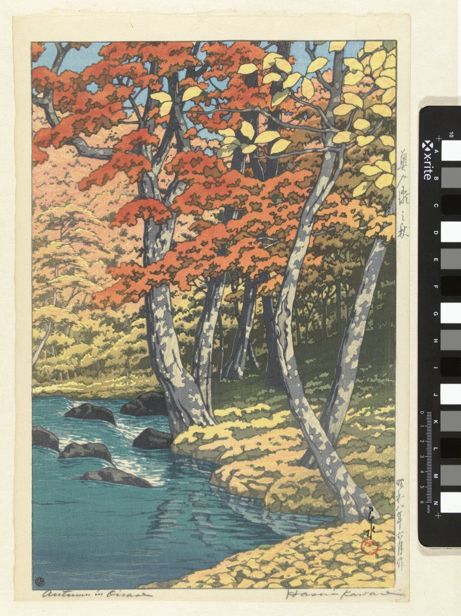 Herfst i Oirase Høst i Oirase (tittel på objekt) av Kawase Hasui (signed by artist)